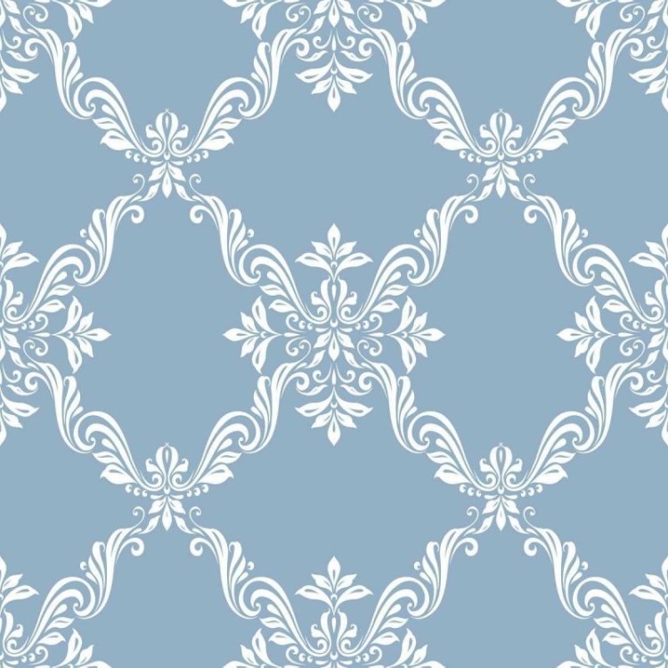 Papel de Parede Adesivo Arabesco Branco e Azul...