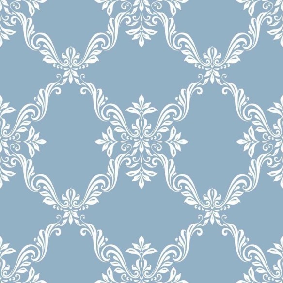 Papel de Parede Adesivo Arabesco Branco e Azul N05239