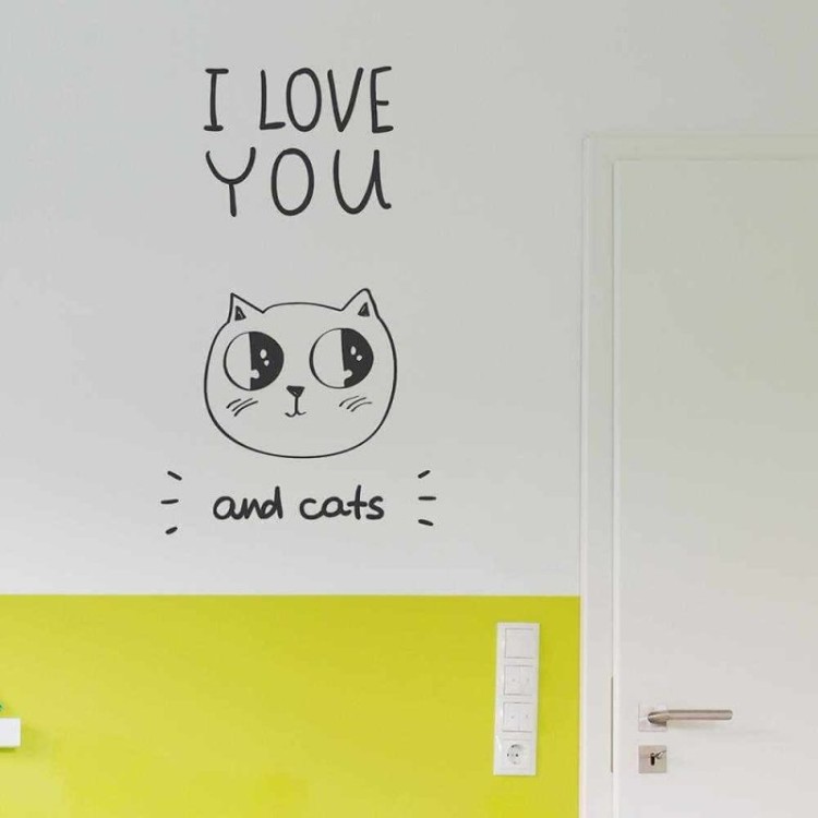 Adesivo Decorativo I Love You And Cats Medidas 0,59x1 Metros (Eu te amo)