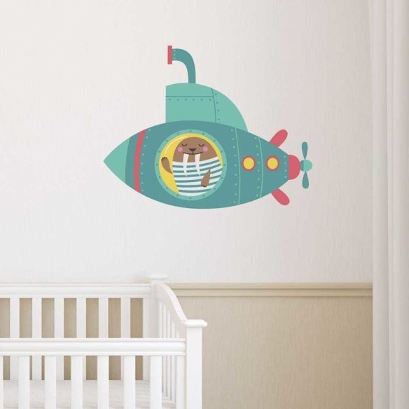 Adesivo Decorativo Leao Marinho Submarino Medidas 0,75x0,59 Metros