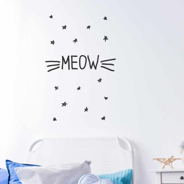 Adesivo Decorativo Meow Medidas 0,59x0,88 Metros (Miau)