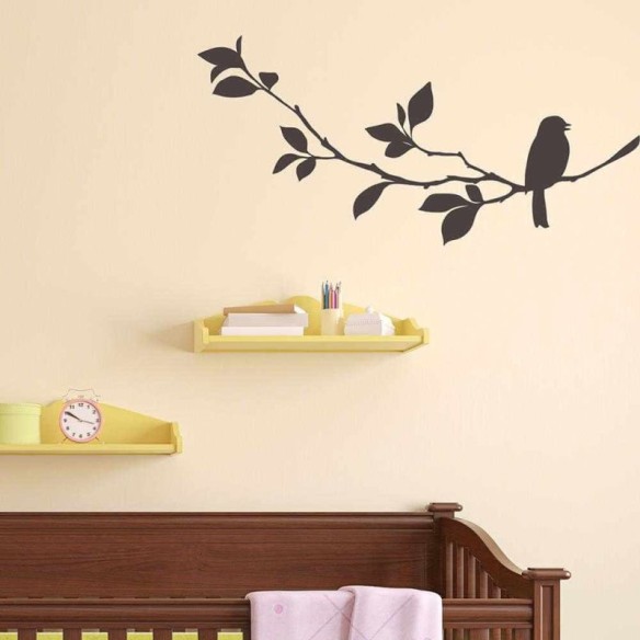 Adesivo Decorativo Passaro Galho Largo Medidas 1,23x0,59 Metros
