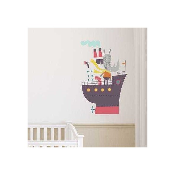 Adesivo Decorativo Rinoceronte Navio Medidas 0,59x0,91 Metros