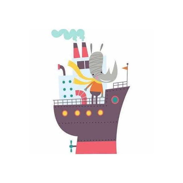 Adesivo Decorativo Rinoceronte Navio Medidas 0,59x0,91 Metros
