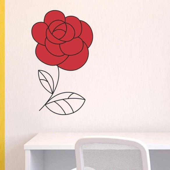 Adesivo Decorativo Rosa Vermelha Medidas 0,59x0,6 Metros
