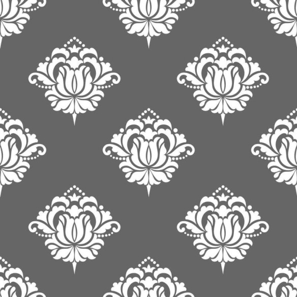 Papel de Parede Adesivo Arabesco Cinza e Branco N04155