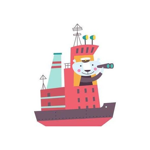 Adesivo Decorativo Urso Navio Medidas 0,59x0,73 Metros