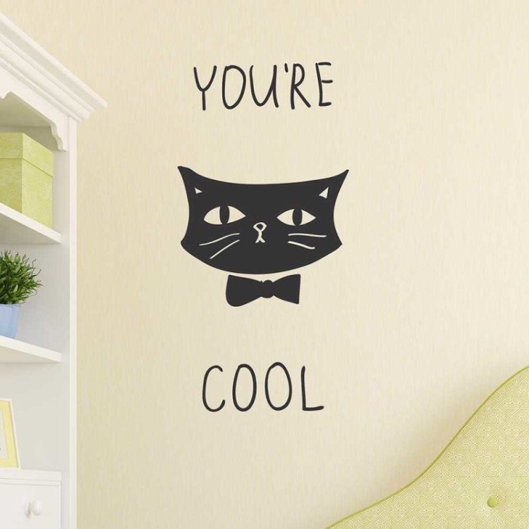 Adesivo Decorativo You're Cool Gato Preto Medidas 0,59x1,2 Metros (Você é legal)