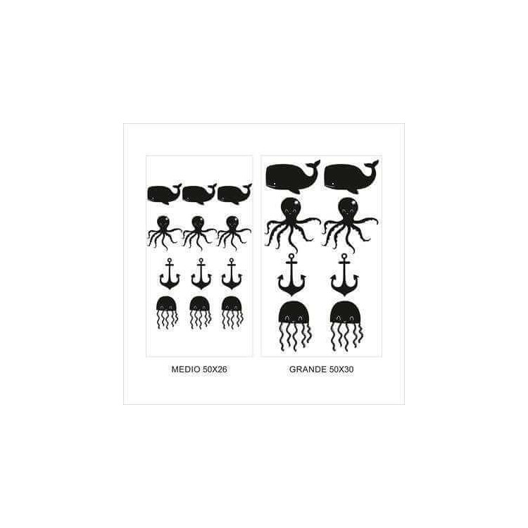 Cartela Adesivo Decorativo animais mar