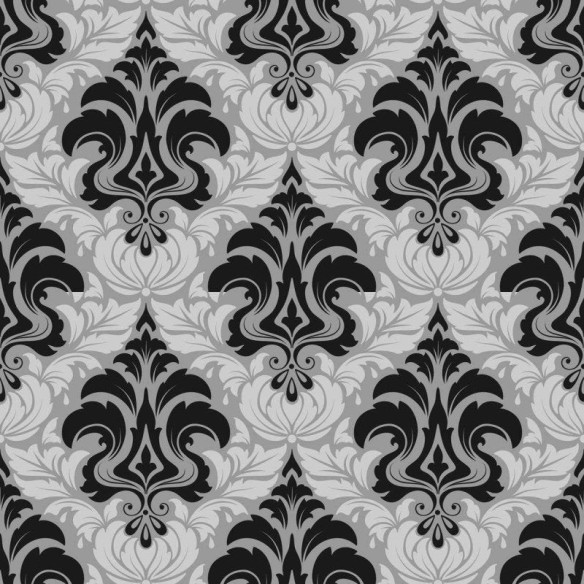 Papel de Parede Adesivo Arabesco Cinza e Preto N04256