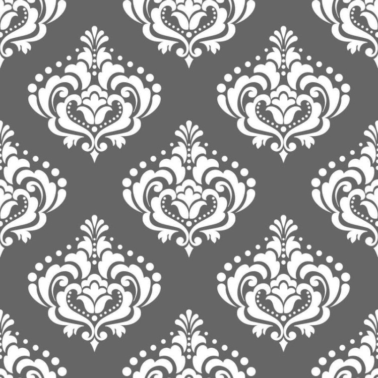 Papel de Parede Adesivo Arabesco Cinza Escuro...