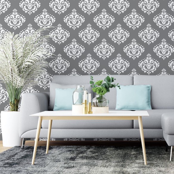 Papel de Parede Adesivo Arabesco Cinza Escuro N04154