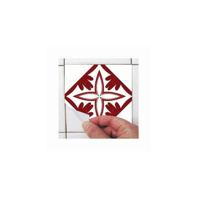ADESIVO AZULEJO ABSTRATO VERMELHO E BRANCO 2801709