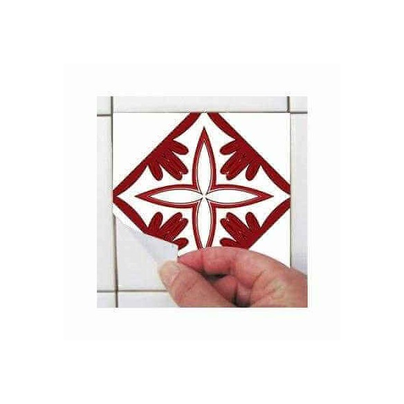 ADESIVO AZULEJO ABSTRATO VERMELHO E BRANCO 2801709