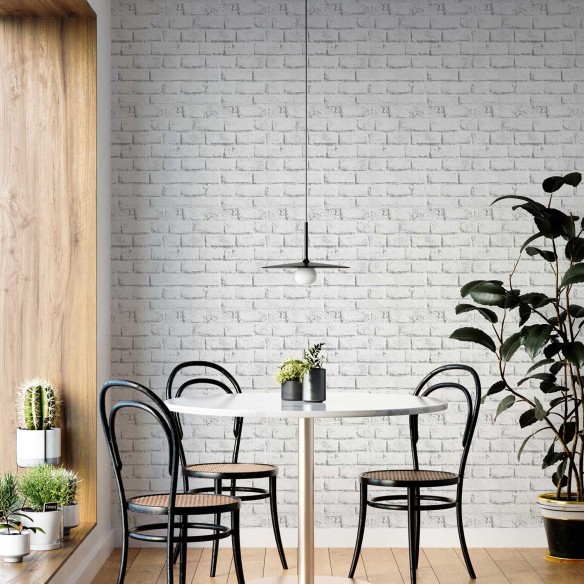 Papel de Parede Adesivo Tijolos White Brick N013292