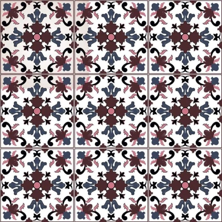 Papel de Parede Adesivo Azulejo Arabesco N04166