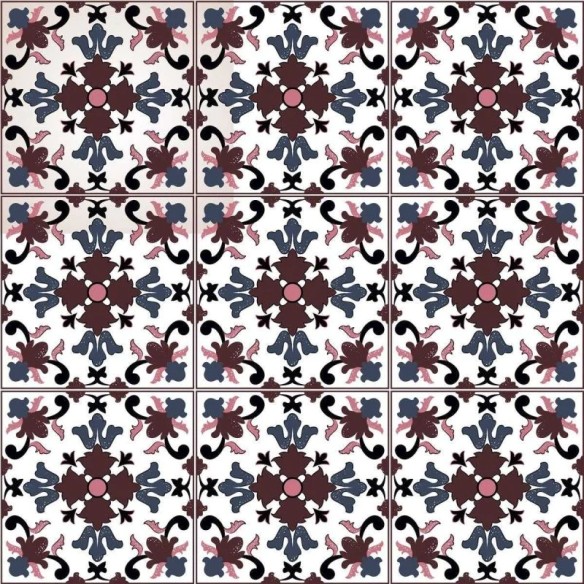 Papel de Parede Adesivo Azulejo Arabesco N04166