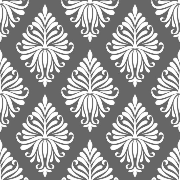 Papel de Parede Adesivo Arabesco Cinza Folhas N04156