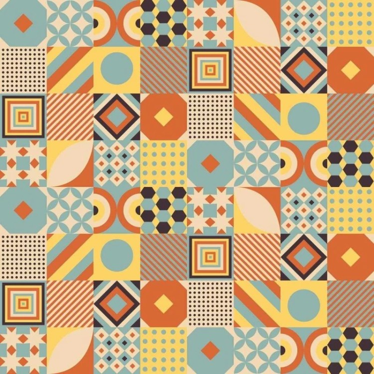 Papel de Parede Adesivo Azulejo Retrô Cores...