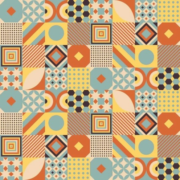 Papel de Parede Adesivo Azulejo Retrô Cores Quentes N04218