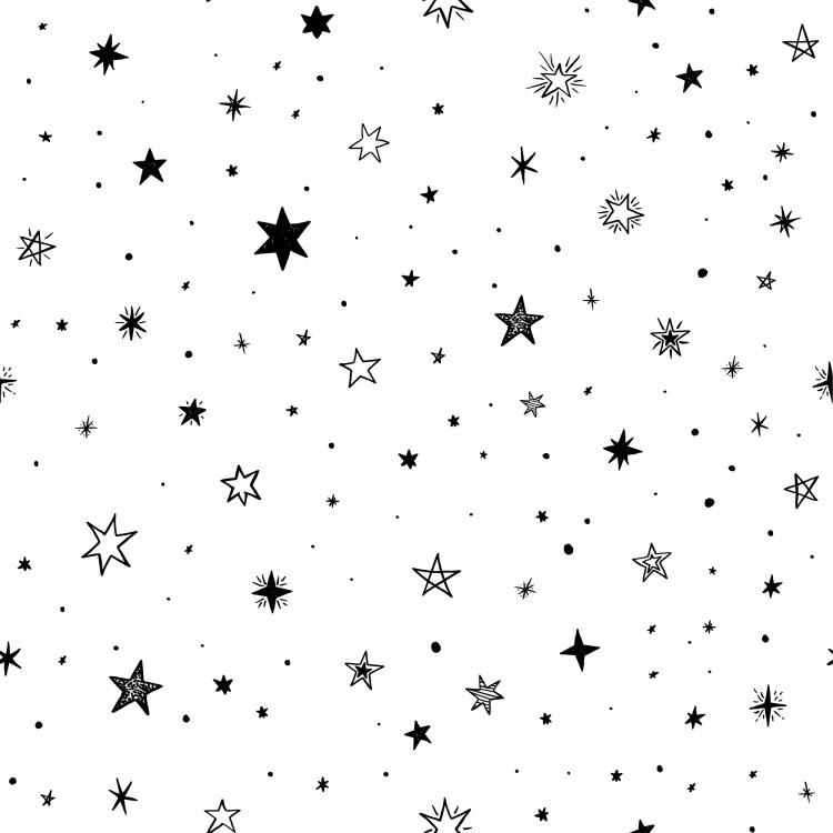 Papel de Parede Adesivo Estrelas Preto e Branco...