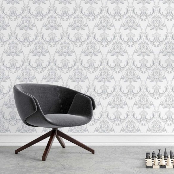 Papel de Parede Adesivo Arabesco Cinza N04139