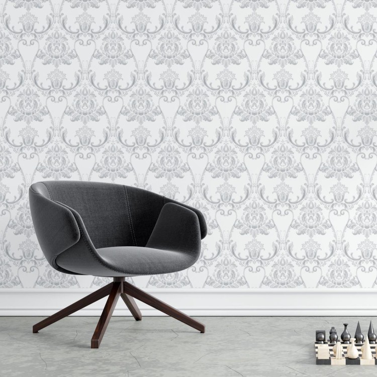Papel de Parede Adesivo Arabesco Cinza N04139