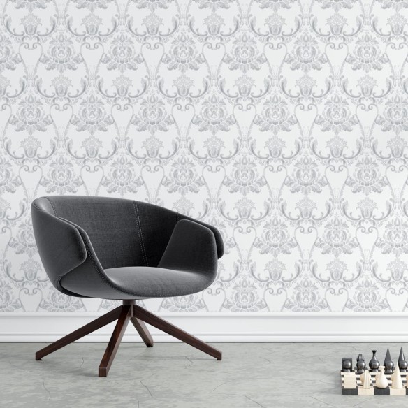 Papel de Parede Adesivo Arabesco Cinza N04139