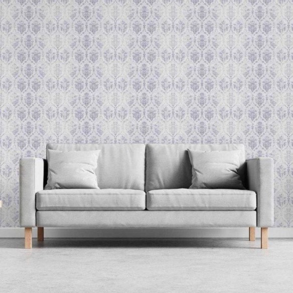 Papel de Parede Adesivo Arabesco Clássico Azul Branco N06171