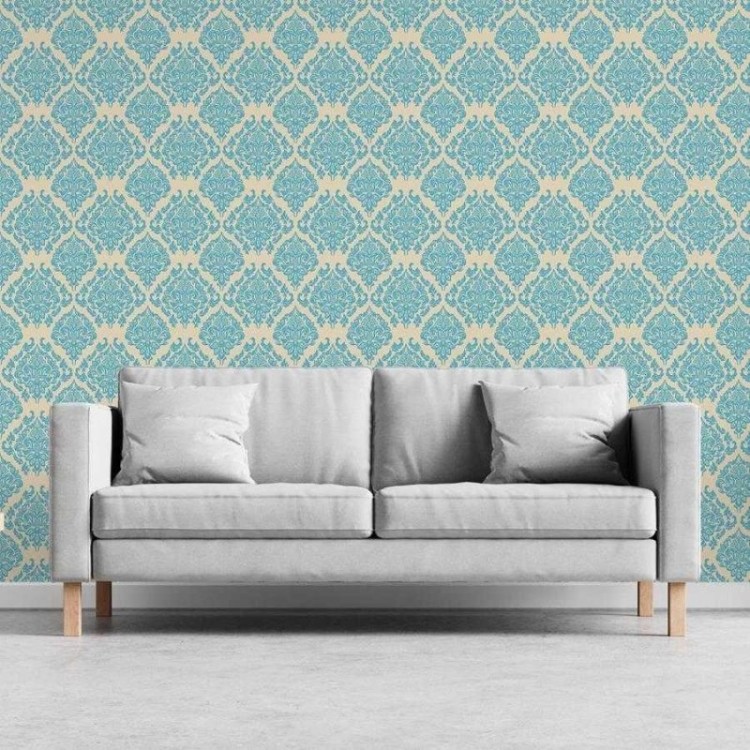 Papel de Parede Adesivo Arabesco Clássico Azul...