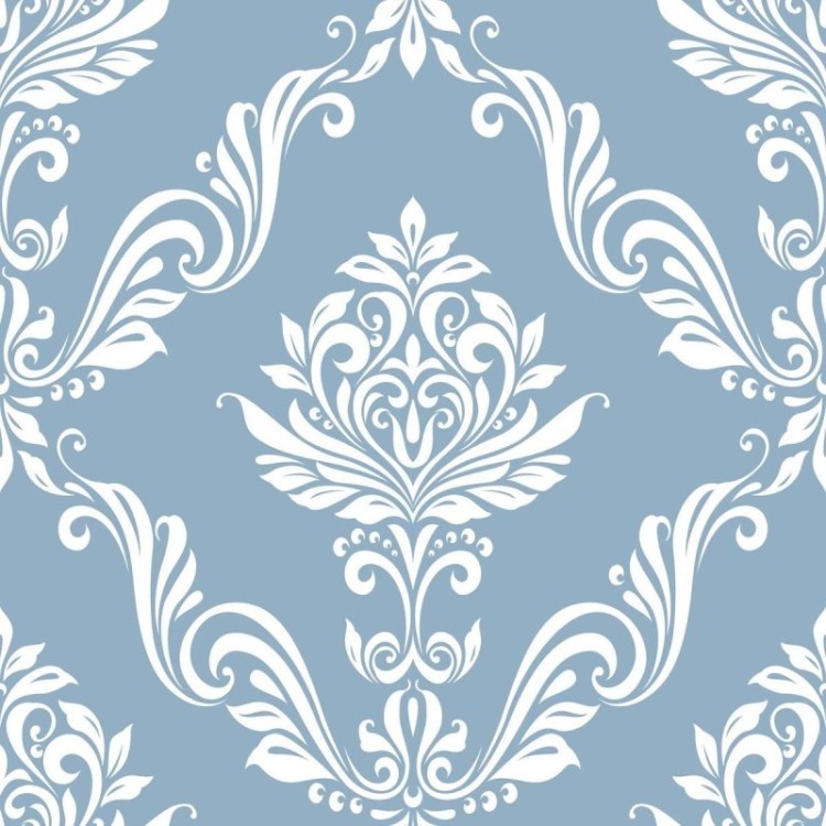 Papel de Parede Adesivo Arabesco Clássico Azul...