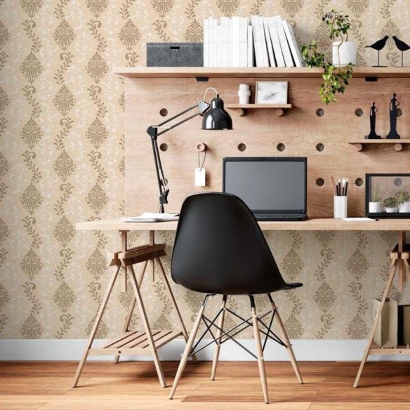 Papel de Parede Adesivo Arabesco Clássico Bege N06021