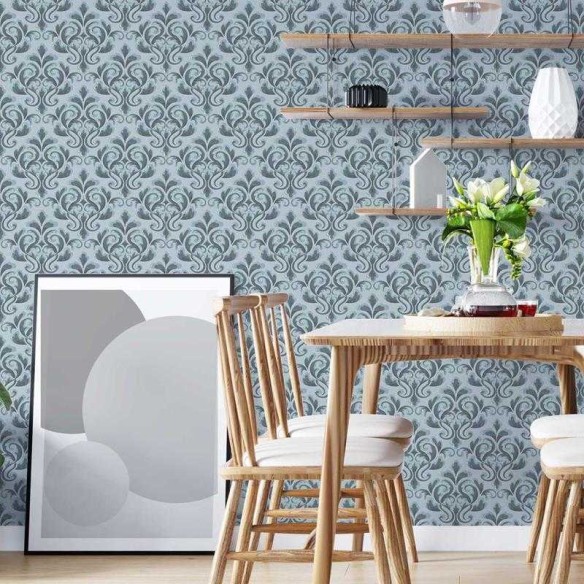 Papel de Parede Adesivo Arabesco Clássico Cinza N05195