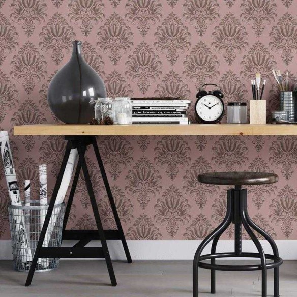 Papel de Parede Adesivo Arabesco Clássico Rosa Antigo N05197