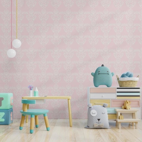 Papel de Parede Adesivo Arabesco cor de rosa N08185