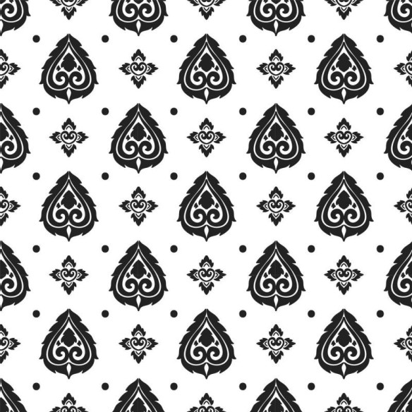 Papel de Parede Adesivo Arabesco Coração Preto e Branco N07041