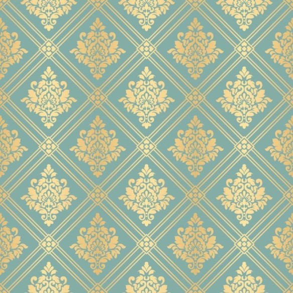 Papel de Parede Adesivo Arabesco Dourado e azul N08108