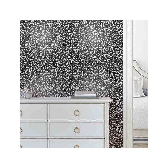 Papel de Parede Adesivo Arabesco Estrela Preto 161287469
