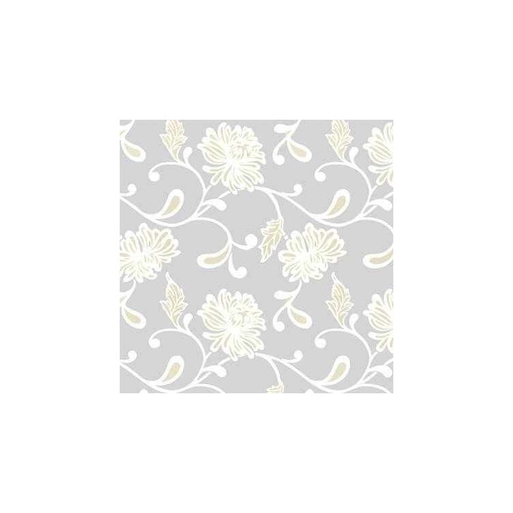 Papel de Parede Adesivo Arabesco Floral Cinza...