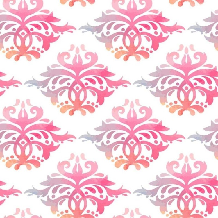 Papel de Parede Adesivo Arabesco Floral Rosa...