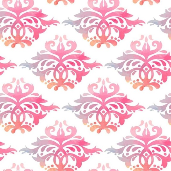 Papel de Parede Adesivo Arabesco Floral Rosa Retrô N04113