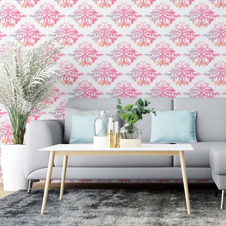 Papel de Parede Adesivo Arabesco Floral Rosa...