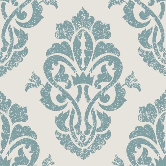 Papel de Parede Adesivo Arabesco Floral Verde Água N06044