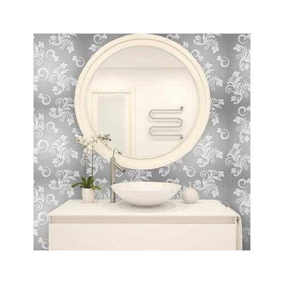 Papel de Parede Adesivo Arabesco Folhas Cinza 136118882