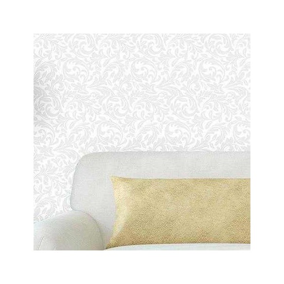Papel de Parede Adesivo Arabesco Folhas Cinza 236765851