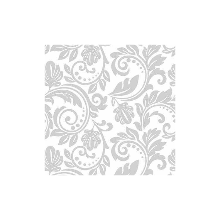 Papel de Parede Adesivo Arabesco Folhas Cinza...
