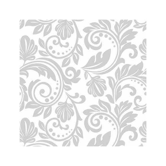 Papel de Parede Adesivo Arabesco Folhas Cinza 367977974