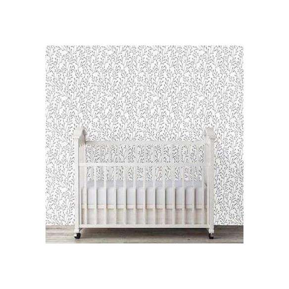 Papel de Parede Adesivo Arabesco Folhas cinza 375393034