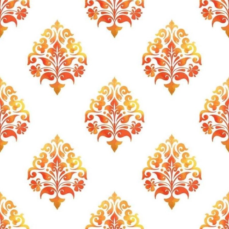 Papel de Parede Adesivo Arabesco Larnja e...