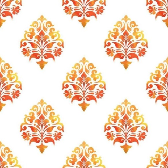 Papel de Parede Adesivo Arabesco Larnja e Amarelo N06217
